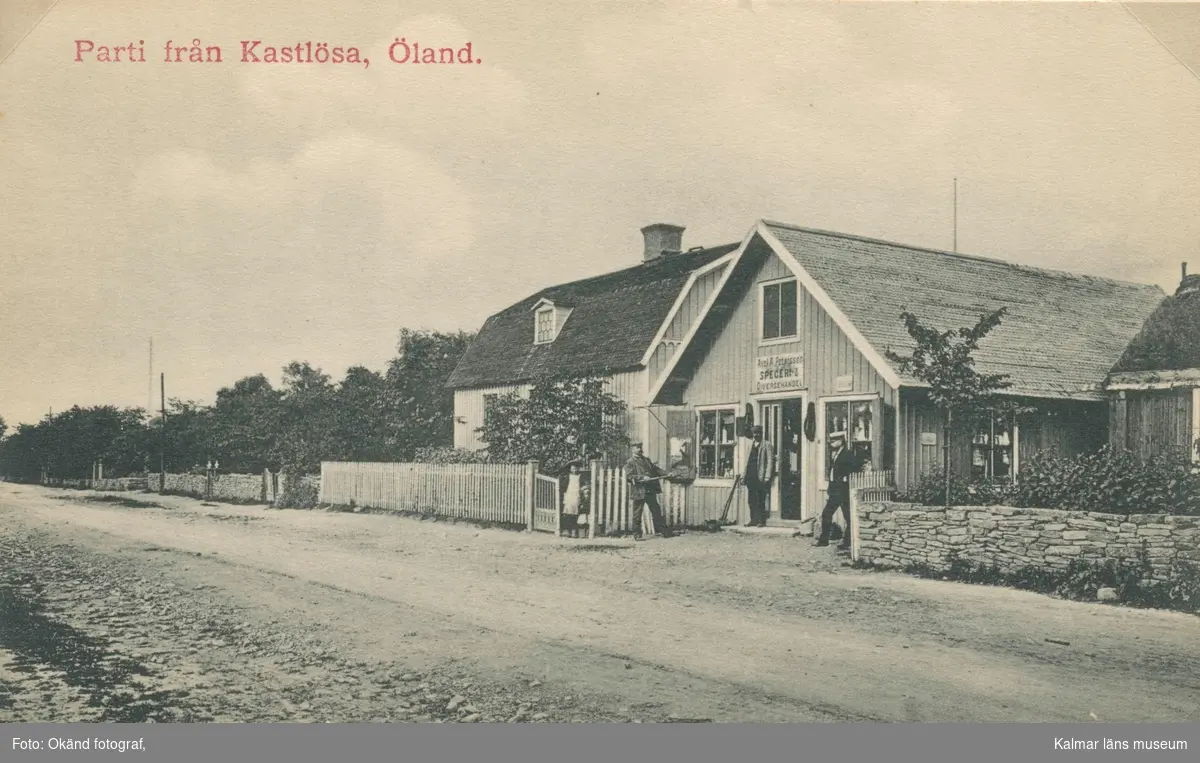 Axel Petersson speceri och diversehandel i Kastlösa, vykort.