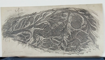 Dekorativa mönster (kalkering från museets stenbord)