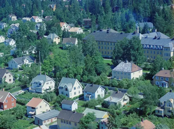 Flyfoto, Lillehammer, Bebyggelse, Sentrum Med Krysset Anders Sandvigs ...