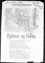 Viseheftet "Kjærlighedsvisen om Hjalmar og Hulda", pris 10 ø