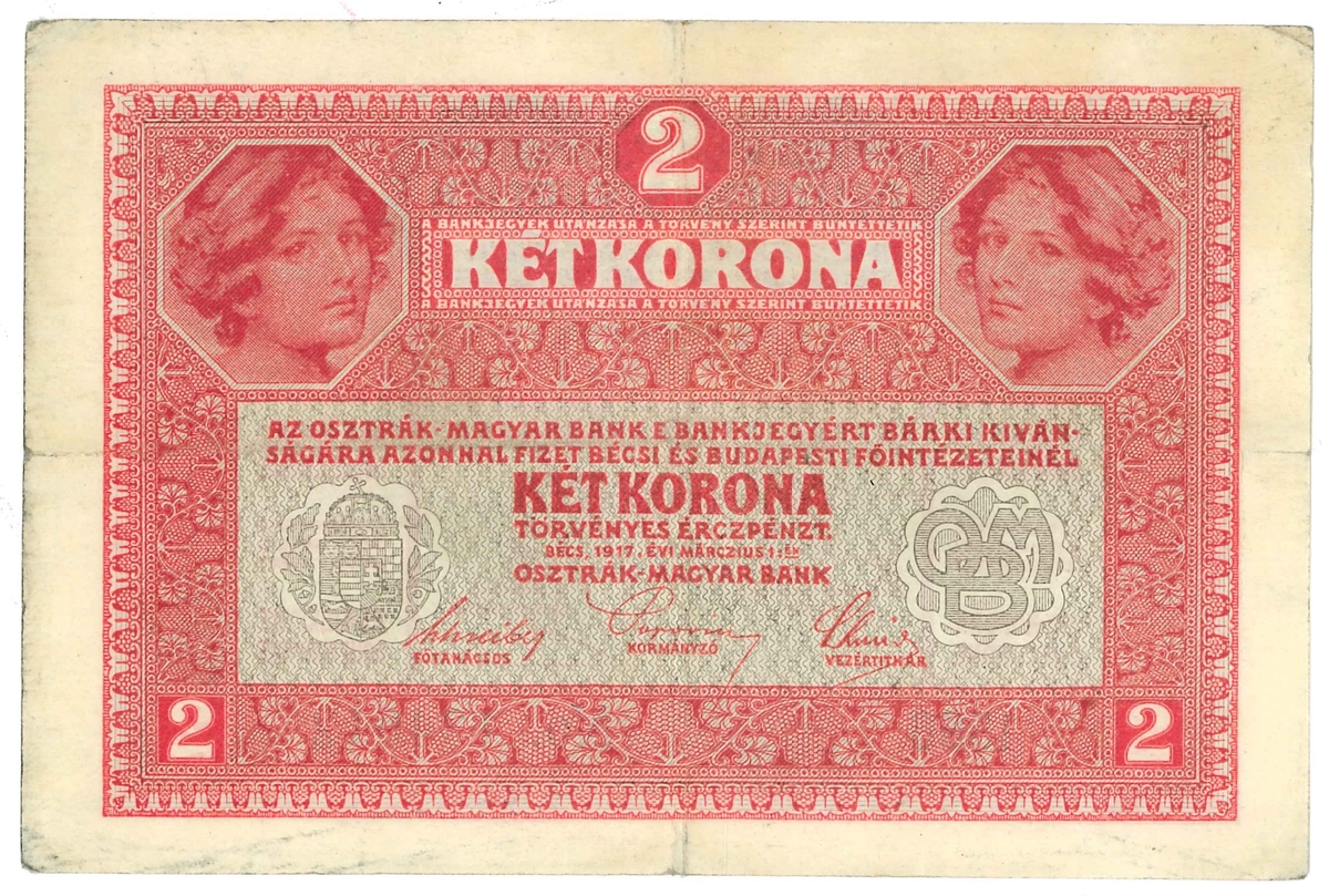Sedel från Österrike-Ungern
År: 1917
Valör: 2 Kronor

Ingår i en samling med sedlar och nödsedlar från Österike.