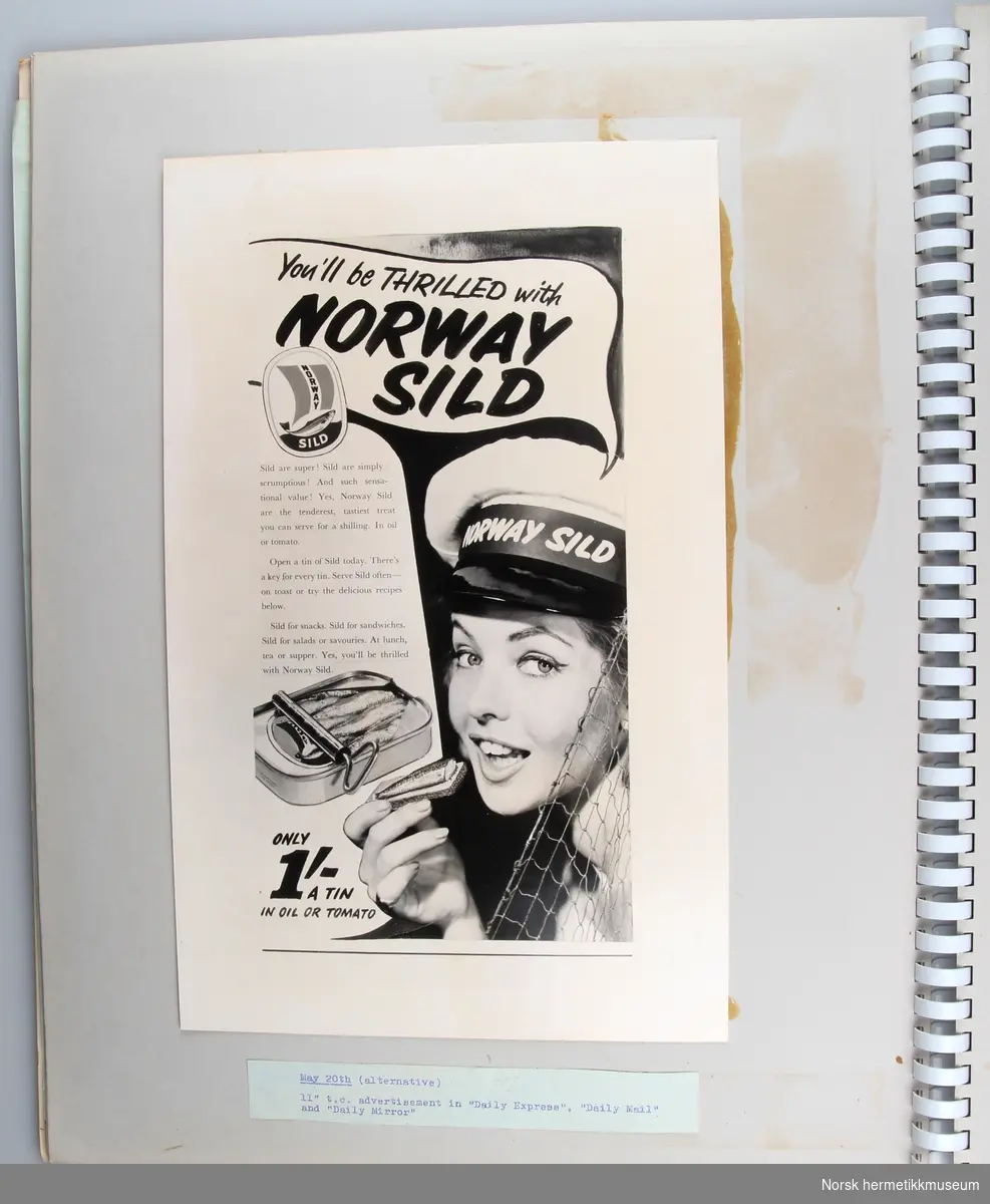 Utklippsbok fra NORWAY SILD med utklipp fra forskjellige kampanjer.