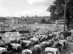 Skansen restaurant. Utsikt mot Vika. August 1954