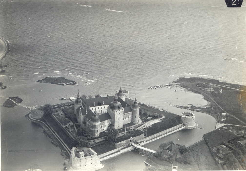 Flygbild över Kalmar slott.
