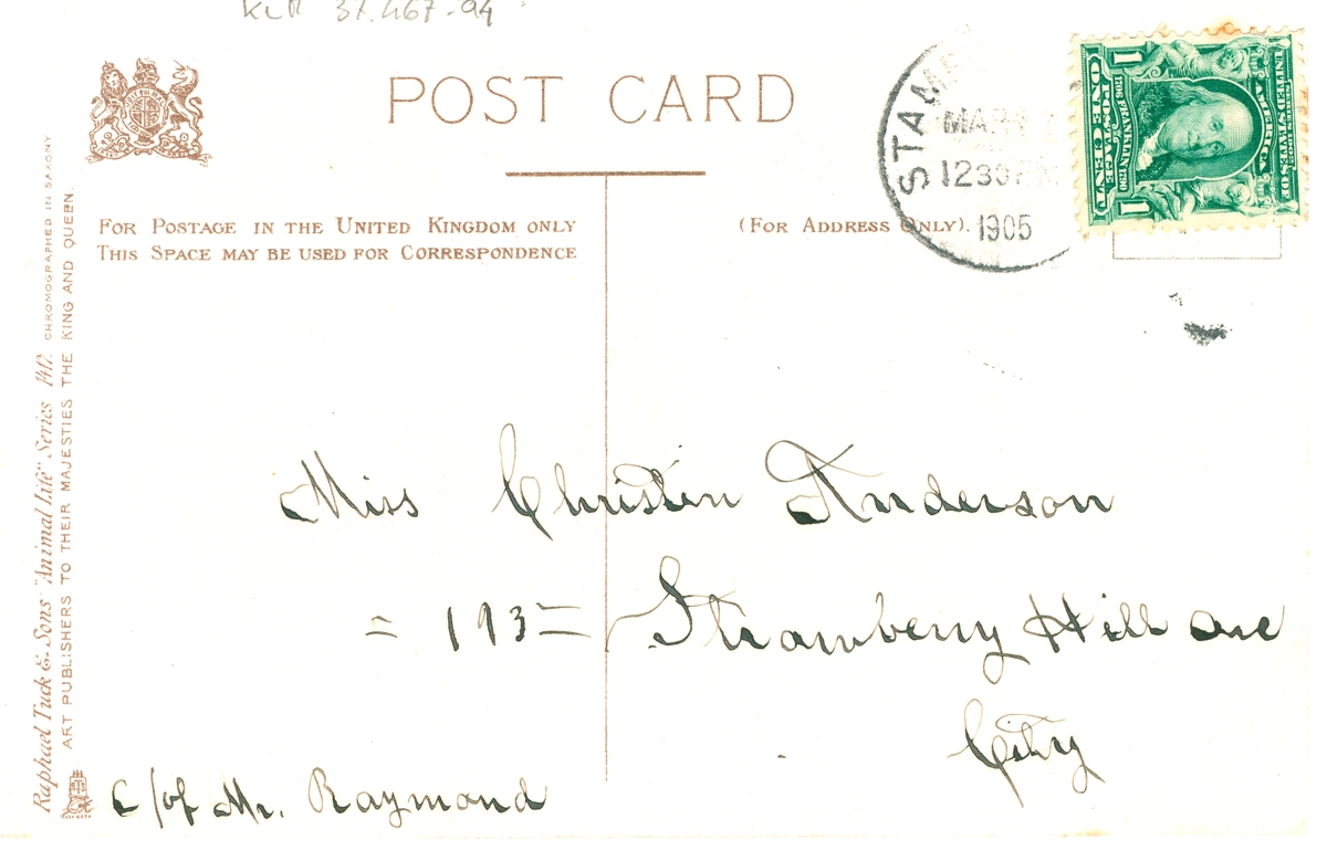 Ett vykort till Christina Anderson, Stamford, Connecticut, USA.