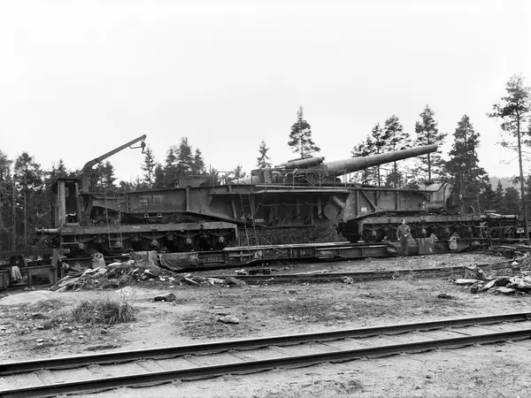 Kanon på jernbanevogn, batteriet på Knatterud, Varteig ved S