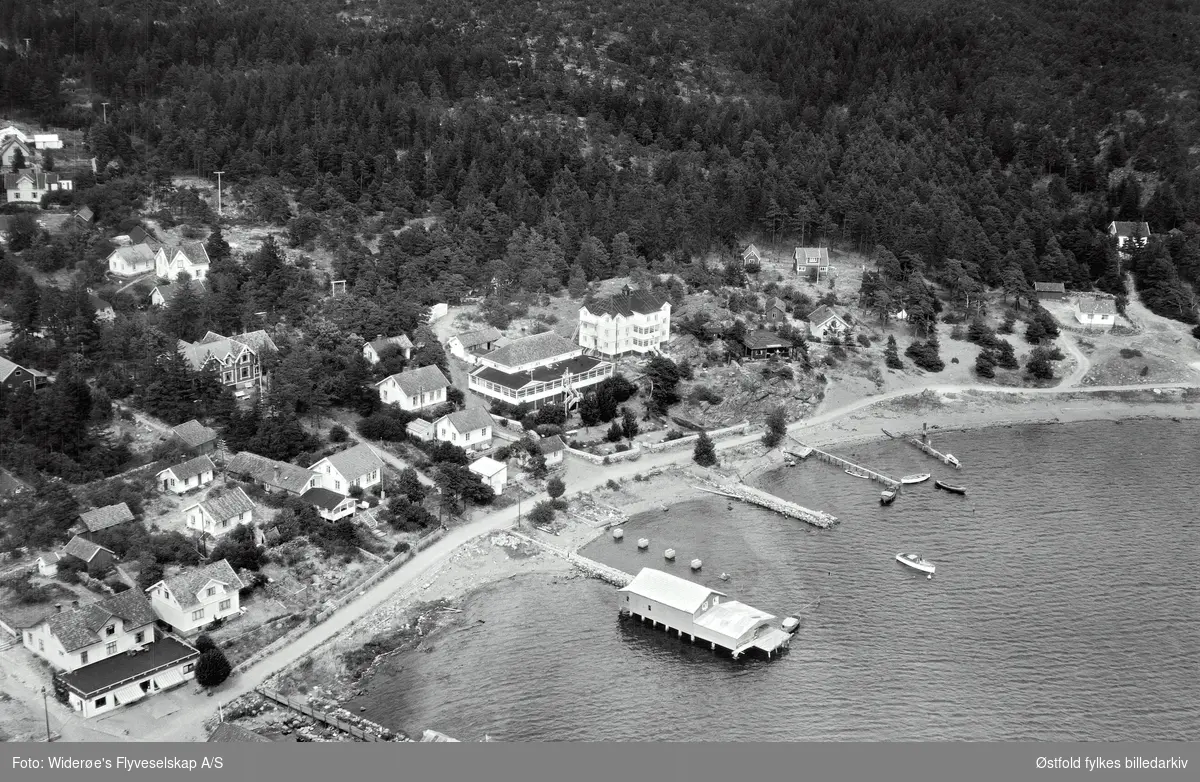 Skjærhalden på Kirkeøy, Hvaler 1949. Skråfoto/flyfoto.