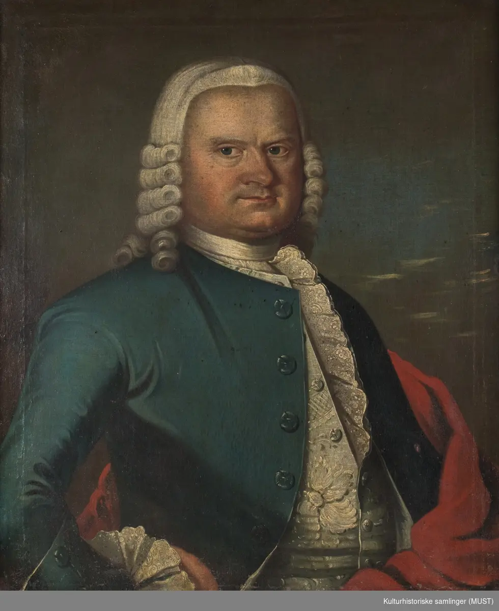Portrett av Lauritz Claus Nielsen Bugge (1712-1773)
(NB! Hvilket fødselsår er riktig? På lapp bak på maleriet står det 1/11-1714, mens i Ledaal-føreren står det 1712- MJ)