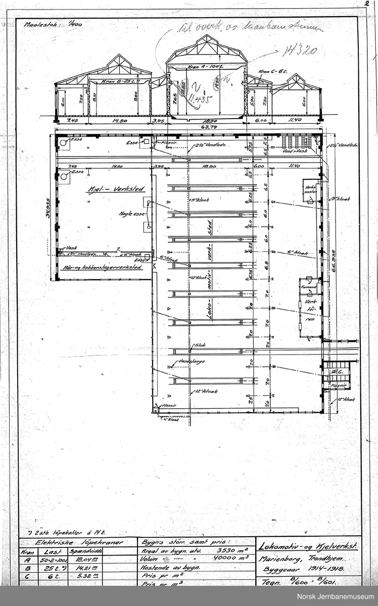 Oversiktstegninger fra NSB Verkstedkontoret
8 tegninger av bygninger på Verkstedet Marienborg