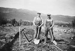 Menn, spade, naturforhold.