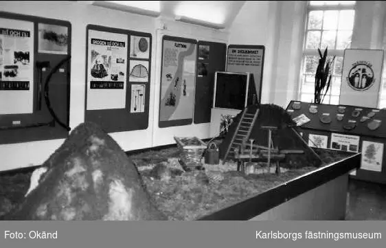 Karlsborgs museum, utställningen "Skogsbruk förr och nu" åren 1984 - 85. Här visas kolmila och kolarkoja.