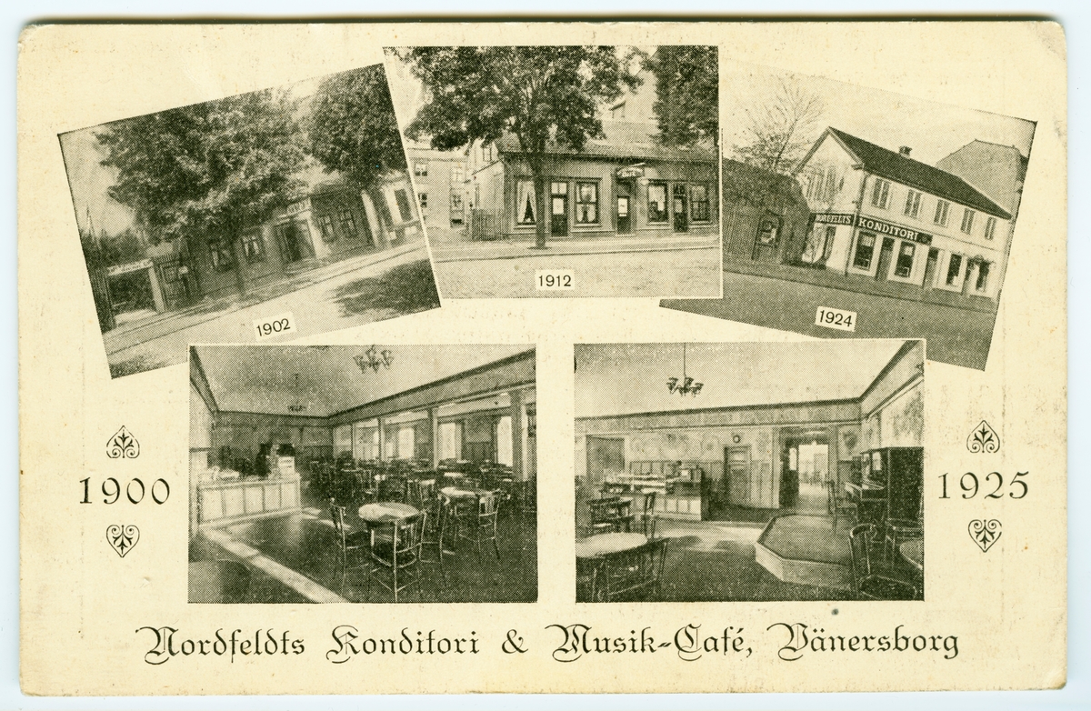 Vänersborg, Edsgatan 12. Nordfeldts Konditori & Musik - Café Vänersborg. 1900-1925