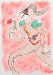 Gardemann med hestehår og rose #3 [Tegning]