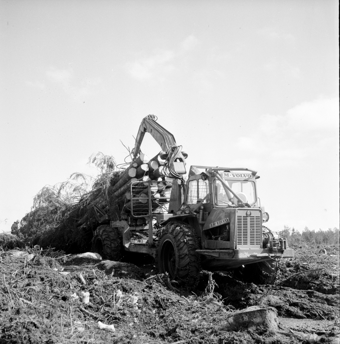 Svartnäs,
Skogsdrivning hos bergslaget demonstreras,
3 Maj 1969