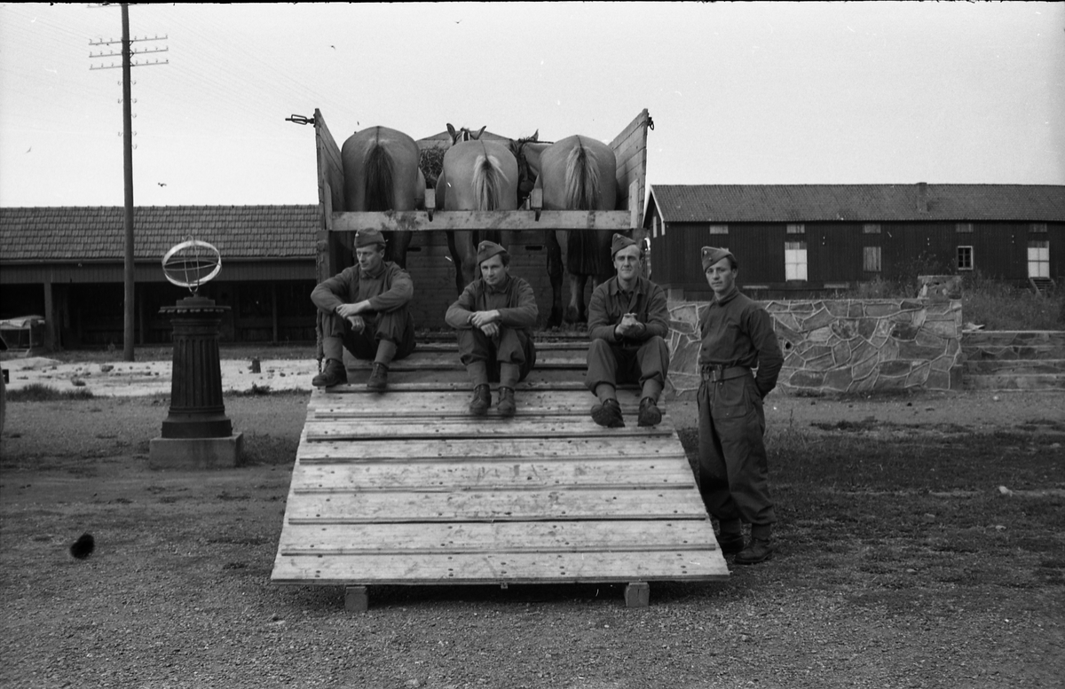Opplasting av hester på lastebil ved Hærens Hesteskole på Starum september 1948. Serie på 24 bilder. Lengst til venstre på bilde nr. 1 står daværende sersjant Ottar Markeng.
Bildene nr. 1-4 og 17-24 eer trolig fra Hoffsvangen, de øvrige fra Starum Leir.