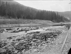 Sagafoss under byggingen av Holta-kanalen, Tinnfos-området.