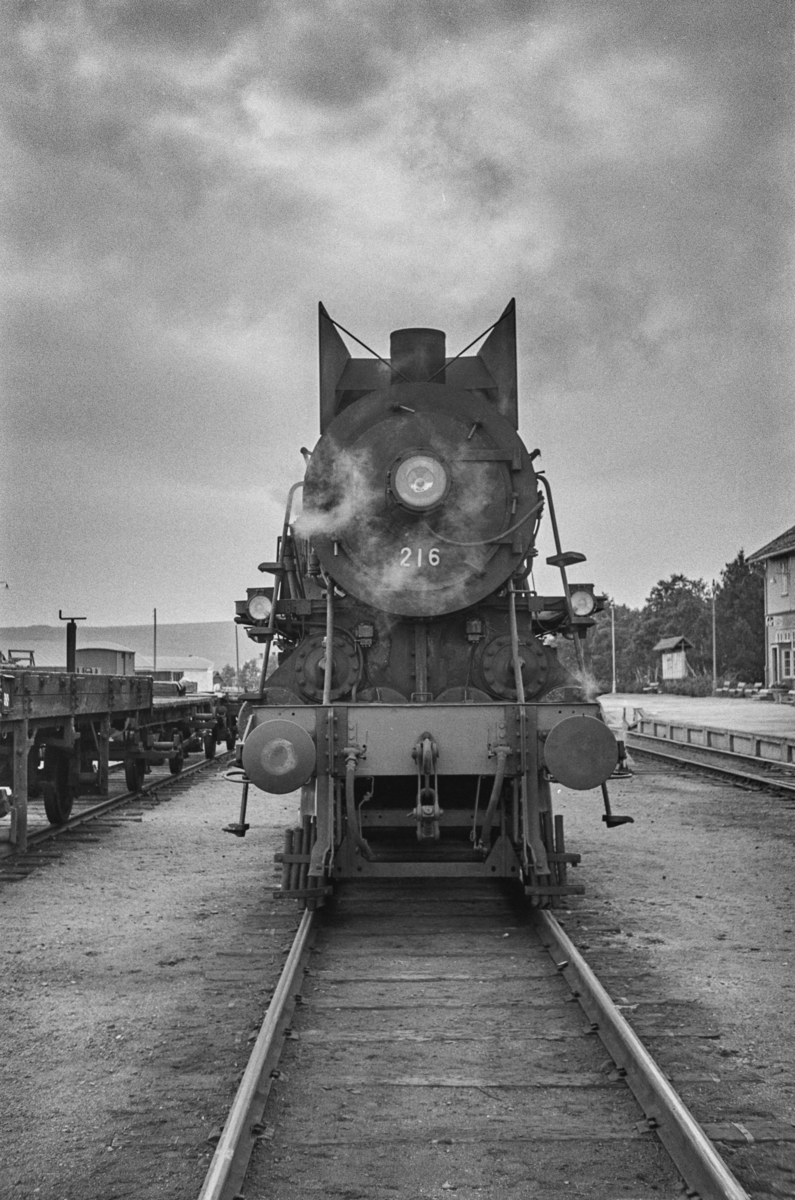 Damplokomotiv type 26a nr. 216 på Røros stasjon.