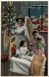 Julekort. Tegning. Religiøst motiv. Poststempla 1917.