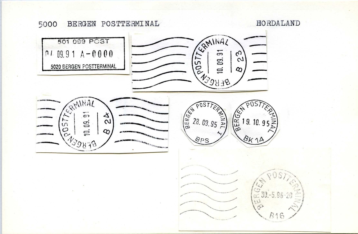Stempelkatalog, Bergen postkontor. Bergen postterminal. Bergen kommune. Hordaland fylke. 
