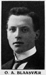 Portrettfoto av O. A. Blaasvær. Trolig fra Kristiansund elle