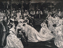 Prinsesse Maud og Prins Carls bryllup i Buckingham Palace [r