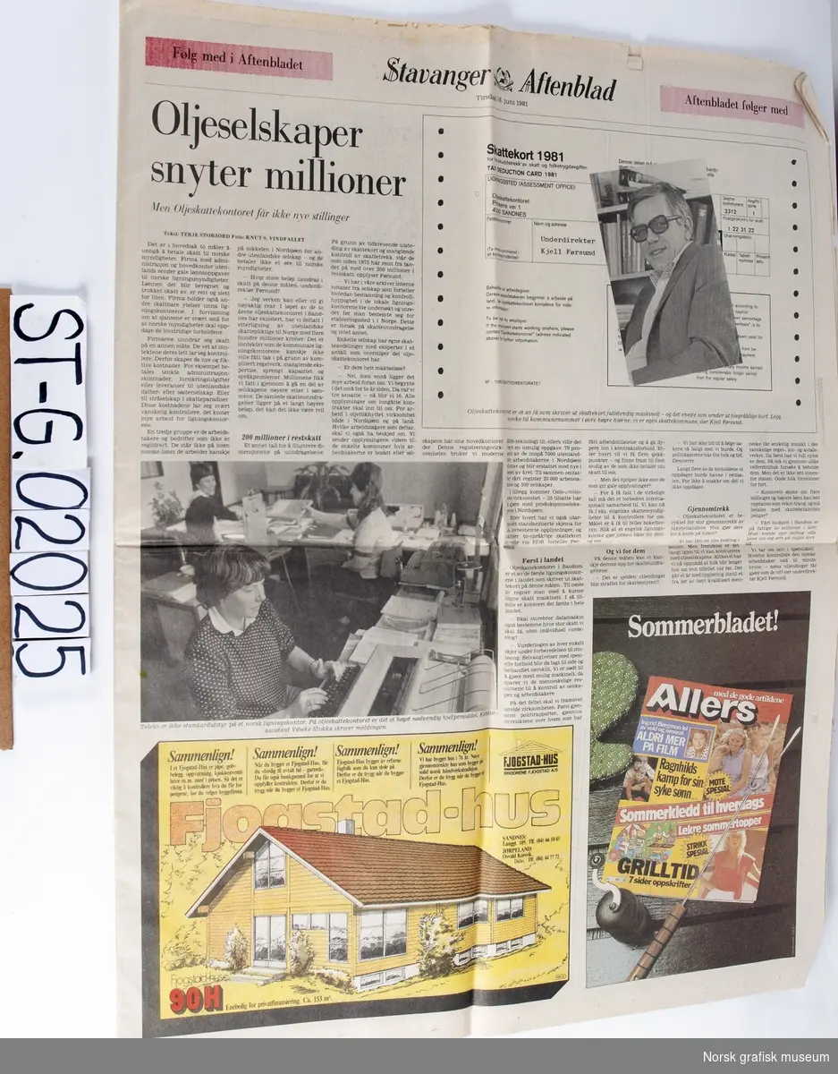 Gråbalansetest: Stavanger Aftenblad, Tirsdag 16. juni 1981.