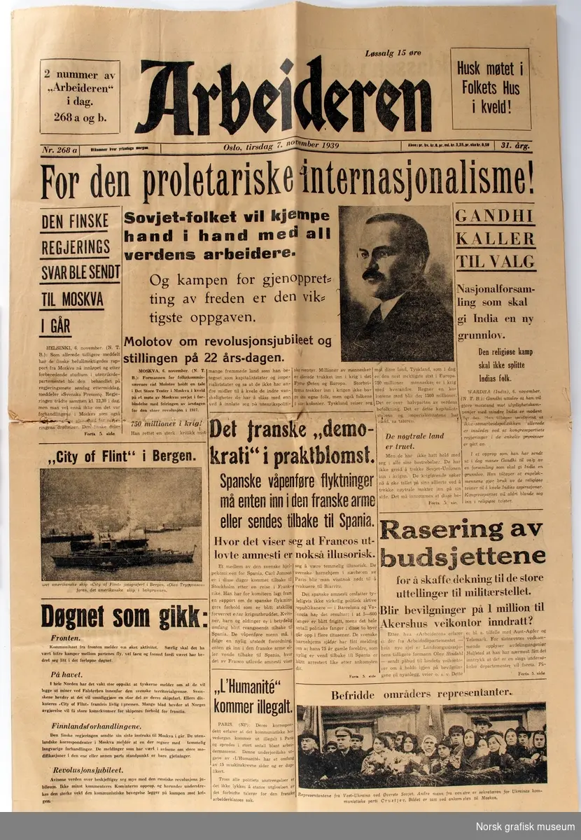 Arbeideren: Oslo, tirsdag 7. november 1939

William Brandal. Ramsvighagen 11, 4015 Stavanger