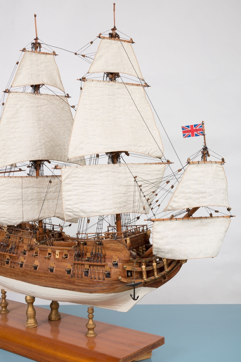 Modell av "Det engelske kongeskip" fra 1680
Bækvolds produksjonsnummer 26
Materialomkostninger oppgitt til kr. 500,-