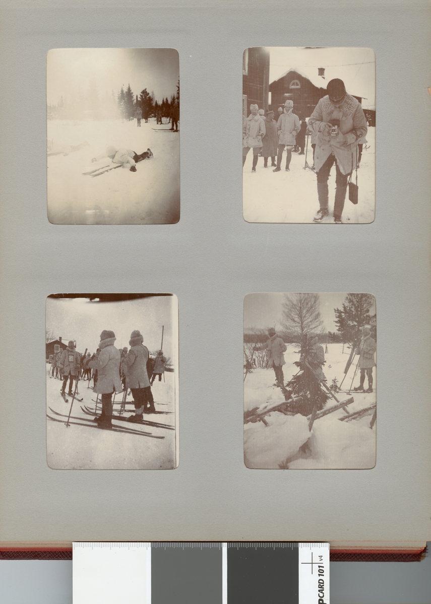Officerare från Smålands husarregemente K 4, vinterövning i Norrbotten omkring 1910.