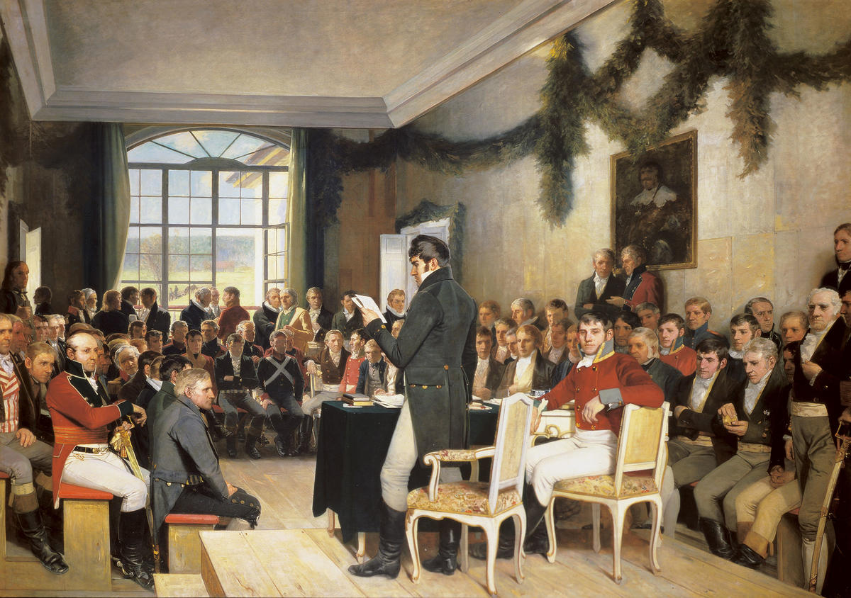 Eidsvold 1814 av Oscar Wergeland (1844 – 1910). Malt 1884 – 1885. Stortinget / Stortingets kunstsamling. (Foto/Photo)