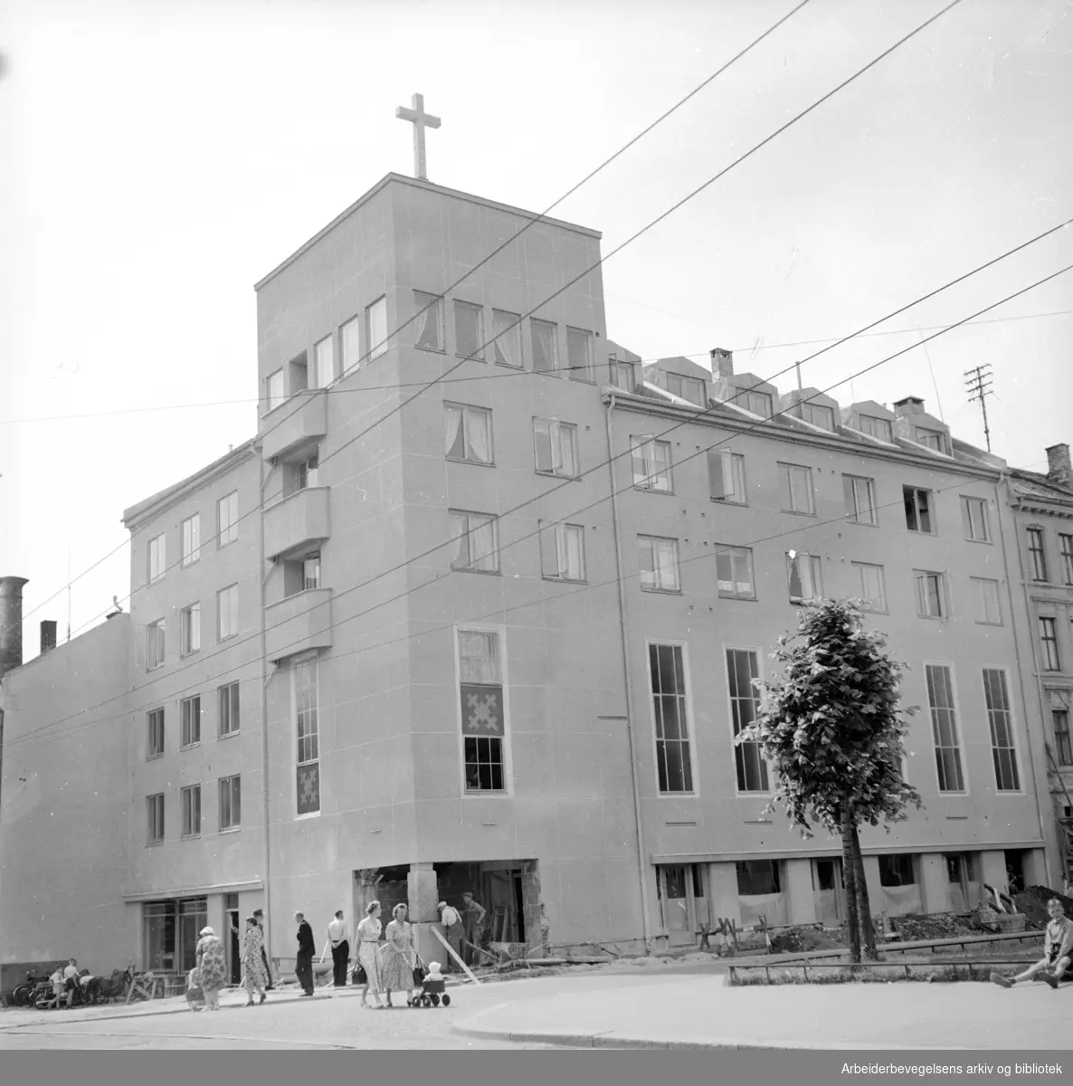 Emanuelkirken i Sarpsborggt. Immanuelkirken. Metodistkirken etter 2007. Juli 1955
