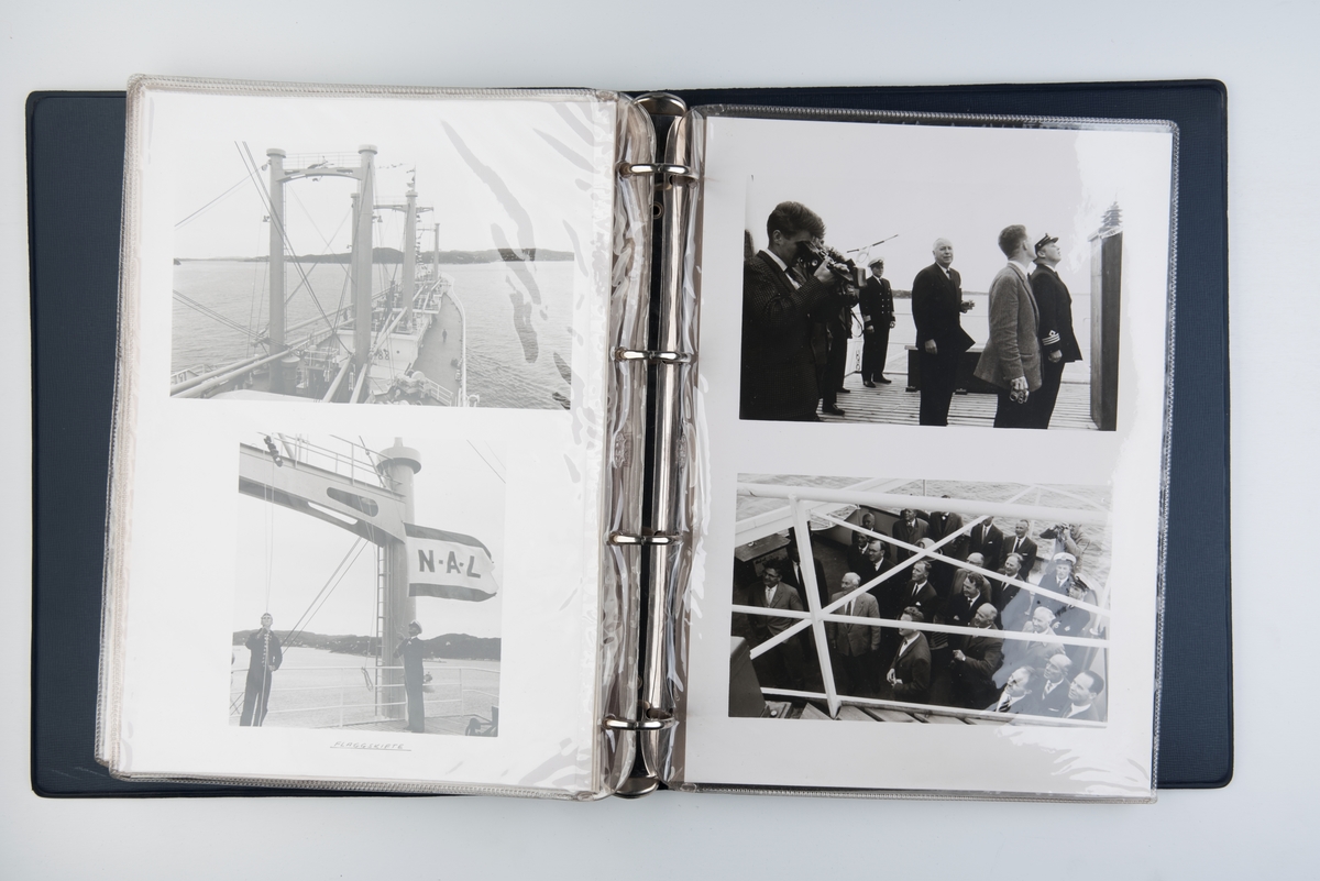 Album med fotografier fra sjøsettingen og prøveturen til M/S 'Altafjord' (b.1962) bygget ved Bergens mekaniske verksted