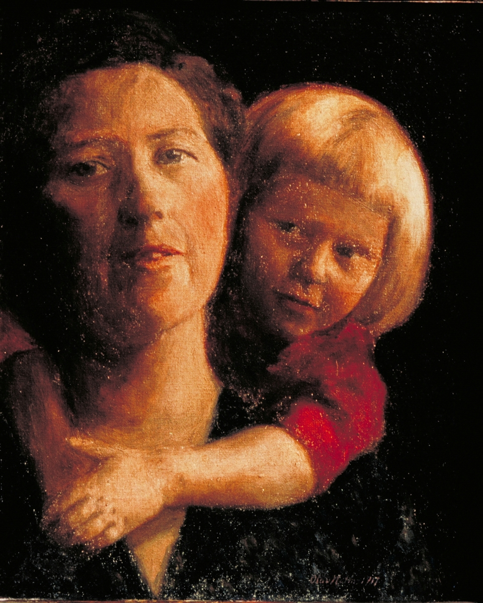 Maleri av Gro Holm med dotter Herborg