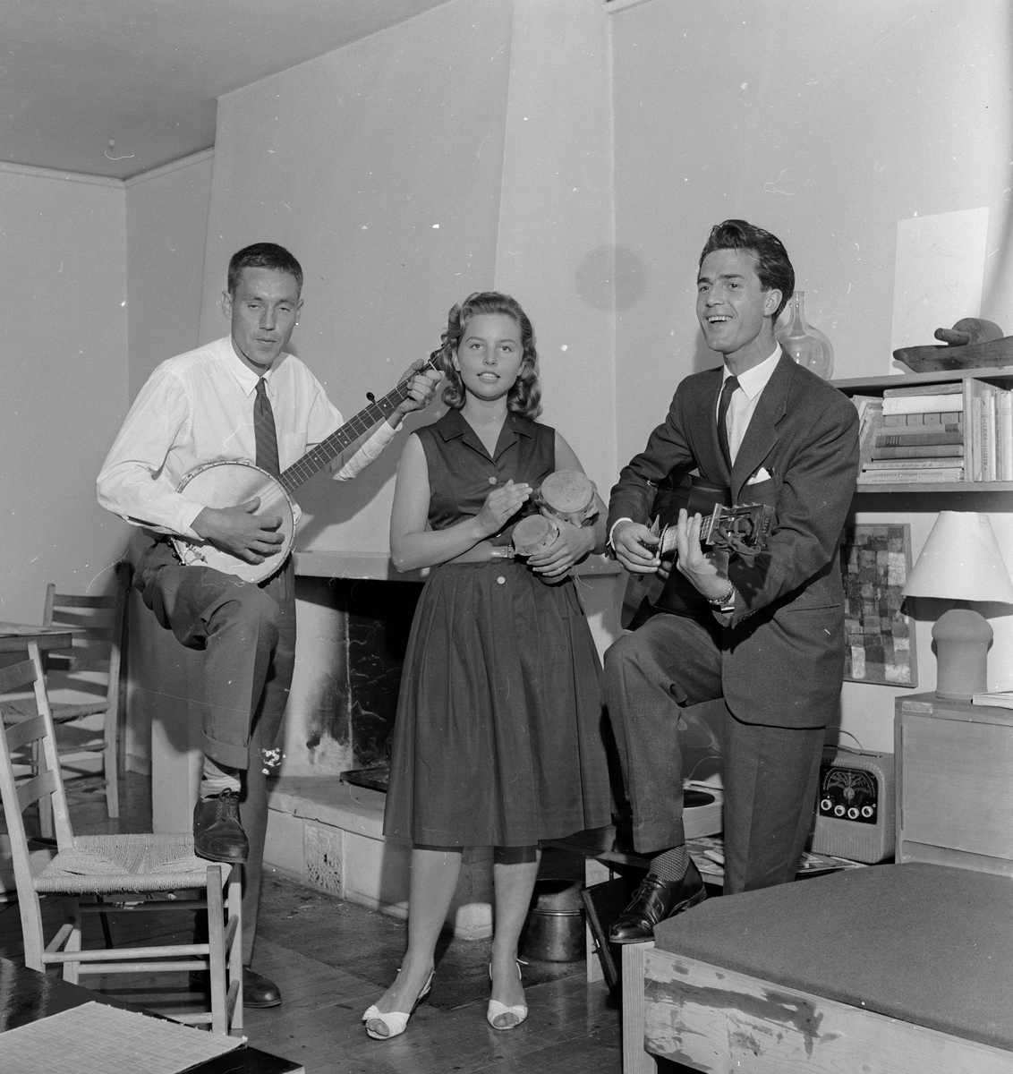 Sangere fra Roland-kvartetten synger. Fotografert 21. juni 1960.