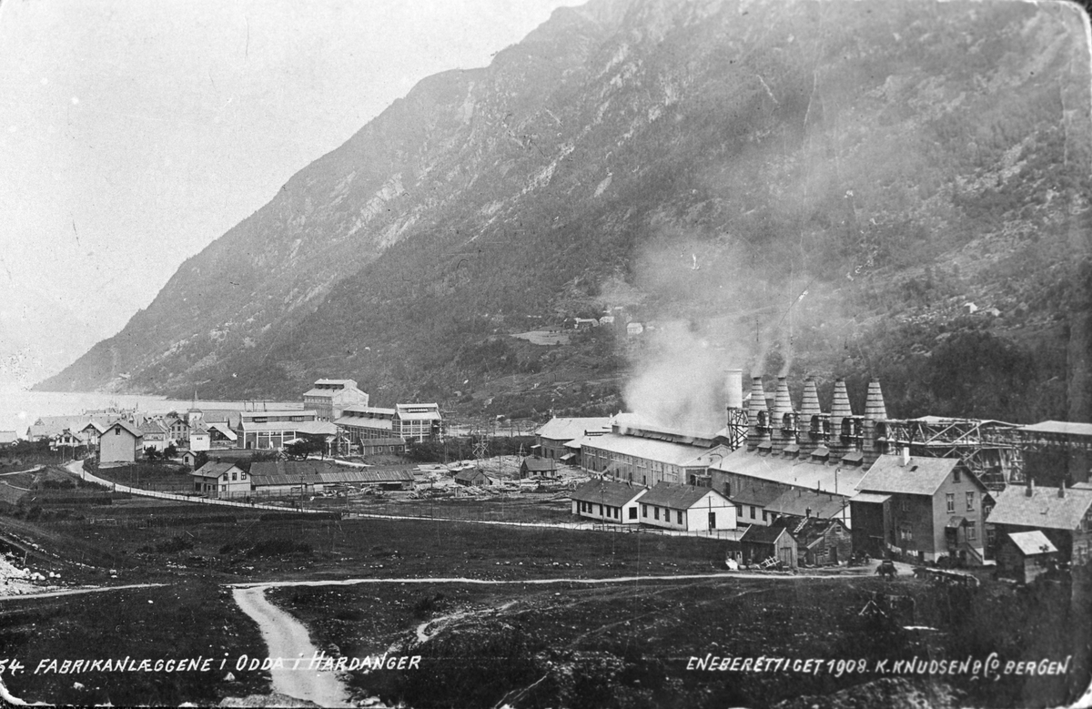 Fabrikkanlegga i Odda i 1908.