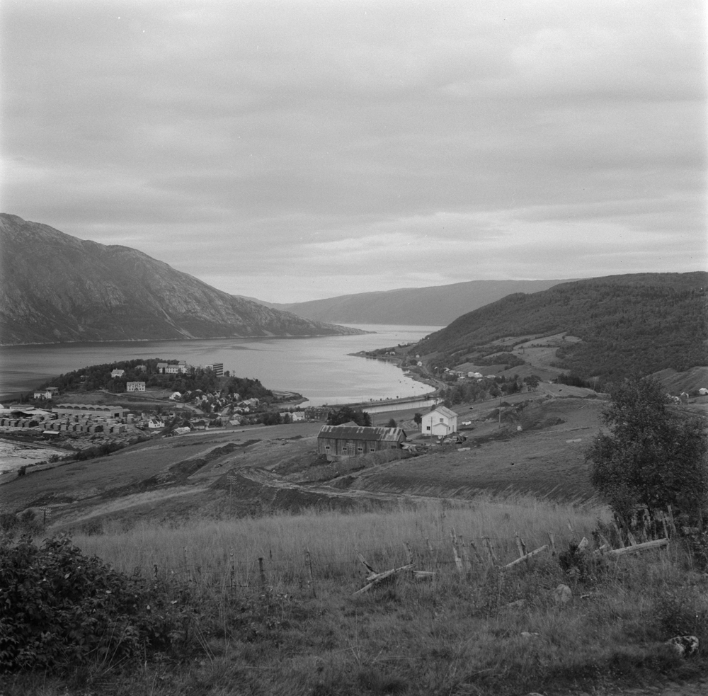 Hals, opparbeidelse av tomter høsten 1969. utsikt mot fjorden.