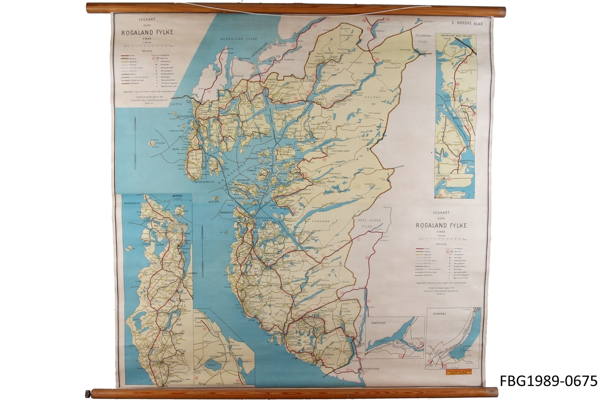 Kart over Rogaland. Brukt til skoleundervisning.