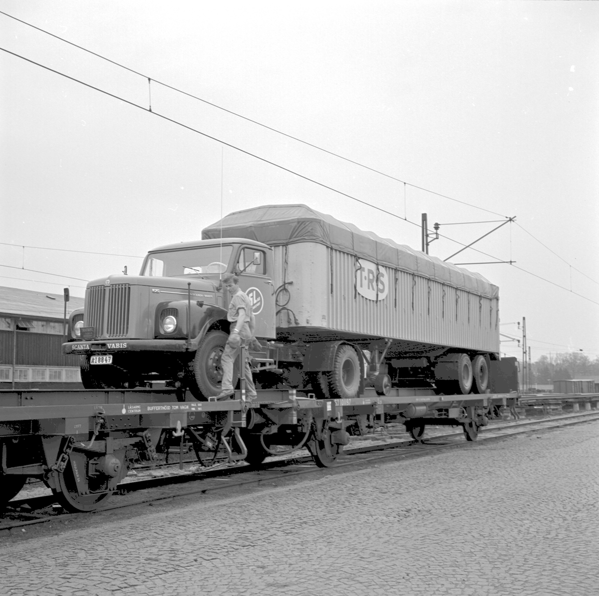 Piggy-Backtransport. Scania Vabis. T.R.S. SJ Lqs 101197