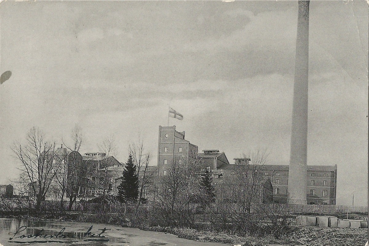 Vykort från  Linköping från Sockerbruket
Sockerbruket, Nykvarn,
Poststämplat 16 juni 1902
L. Hallbergs tobakshandel