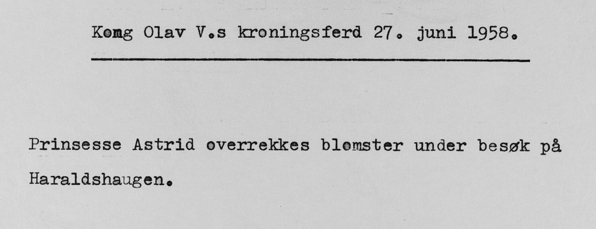 Kong Olav V.s signingsferd 27. juni 1958.