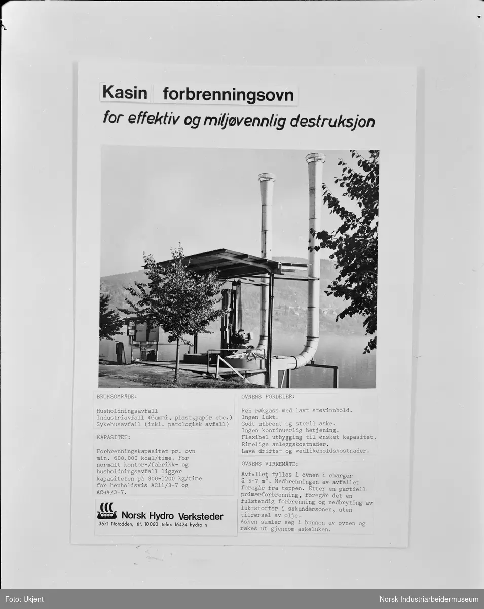 Reprofotografi av plansje for Kasin Ovnen.