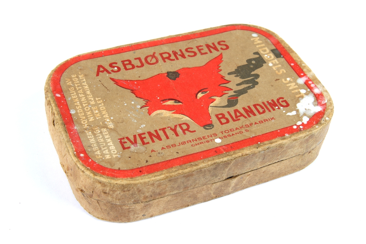 Eske med Asbjørnsens "Eventyrblanding" tobakk.