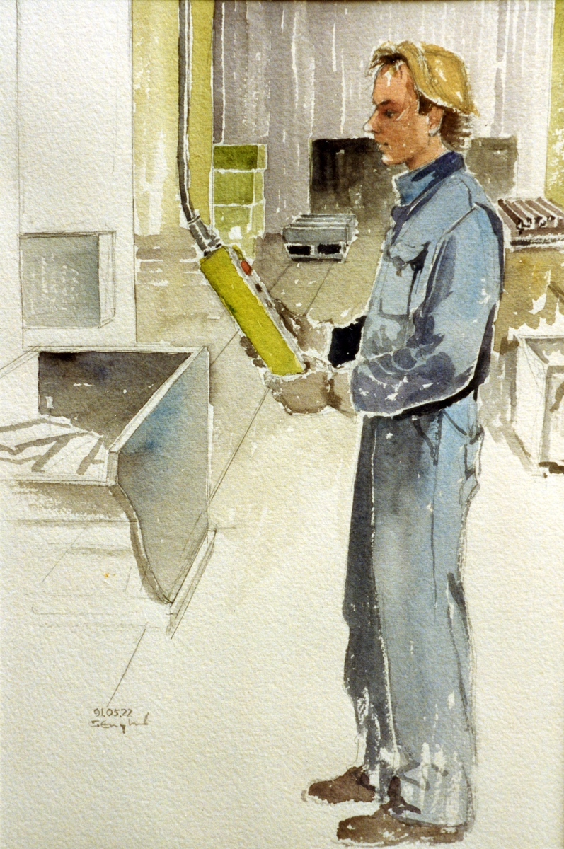 Anders Mossberg. 1991.05.22. AGEVE.
Georg Englunds akvareller av/till arbetarna i Gävle när AGEVE flyttade 1993. En utställning i Paris 1993. Akvarellerna ställdes även ut i lunchrummet på AGEVE.

