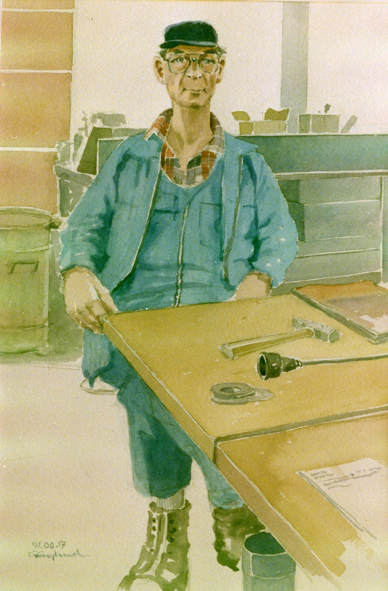 Lars Andersson. 1991.03.17. AGEVE.
Georg Englunds akvareller av/till arbetarna i Gävle när AGEVE flyttade 1993. En utställning i Paris 1993. Akvarellerna ställdes även ut i lunchrummet på AGEVE.
