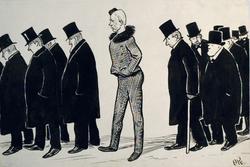 Karikatur av professor og polarforsker Fridtjof Nansen [tusj