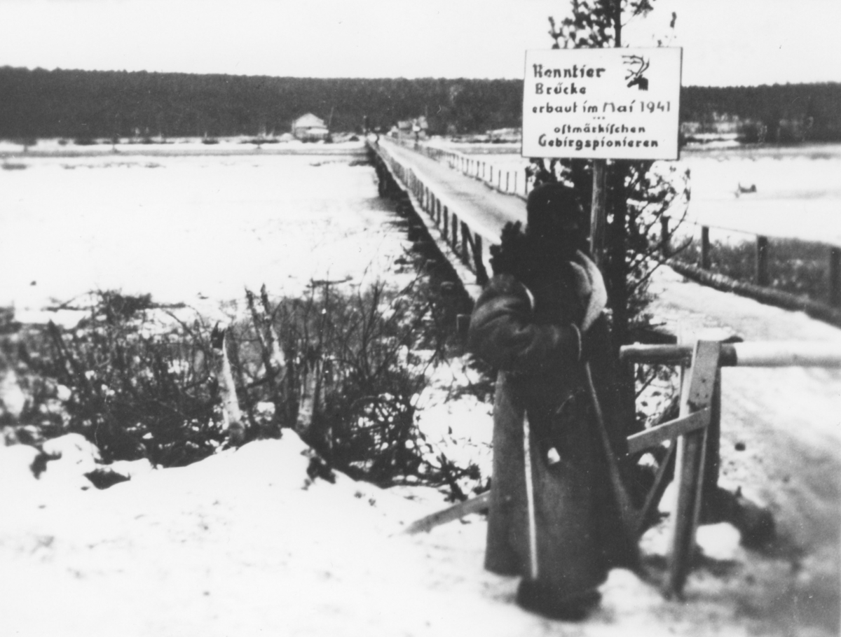 Bru ved Nyrud i 1941 under tysk okkupasjon.
