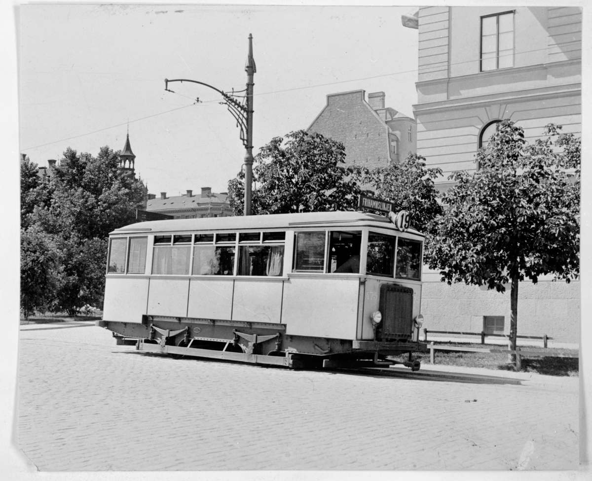 Aktiebolaget Stockholms Spårvägar, SS bensinspårvagn 475 linje 19 ...