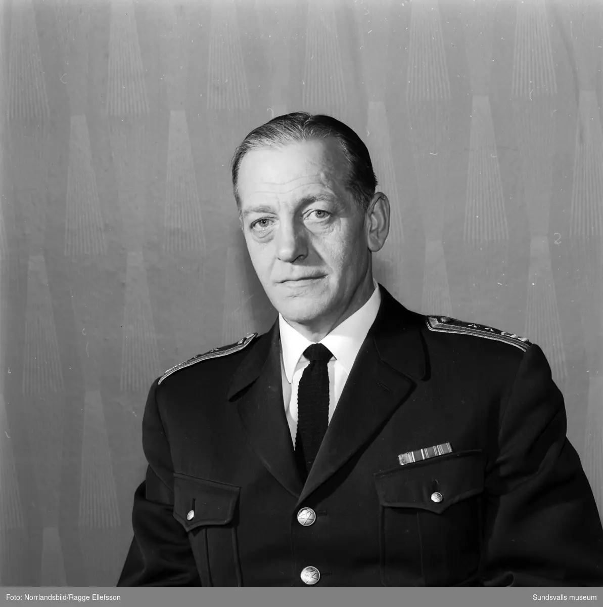 Valter Bjertén, brandchef i Sundsvall 1947-1964. Porträttbild.