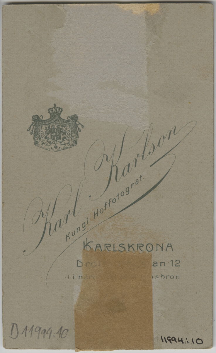 Visitkortporträtt av Otto Wilhelm Hansson, medlem i Sjöunderofficerssällskapet i Karlskrona.