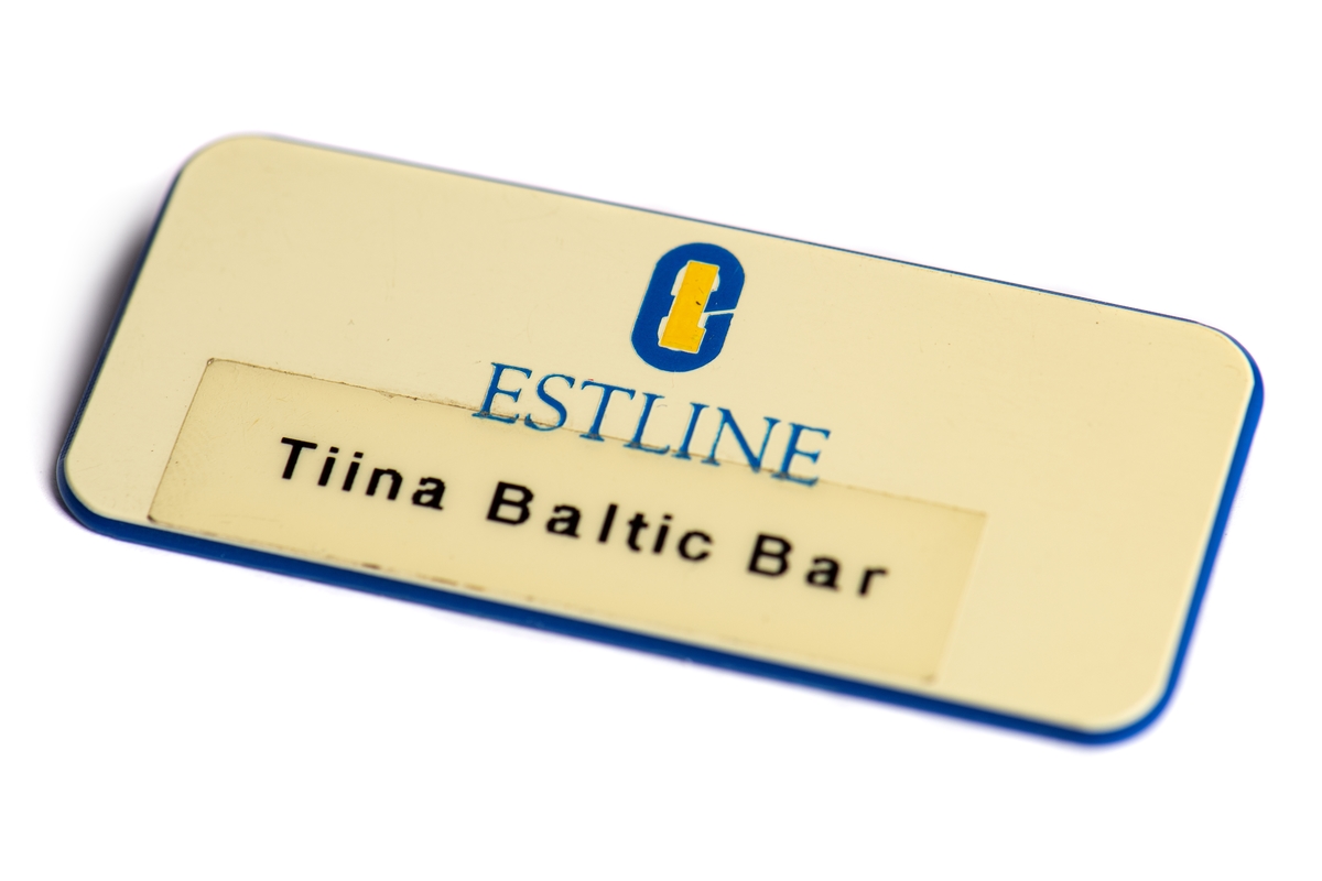 Name plate from the MS Estonia which sank on 28 September 1994.